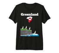 Greenland Trip Souvenir Puffin Colony Cliffs Greenland map Premium T-Shirt