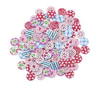 Greenlans Circular Mix Wooden Painting Buttons Craft Scrapbook Sewing Cardmaking DIY 100pcs
