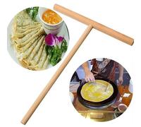 GREENLANS Practial T Shape Crepe Maker Pancake Batter Wooden Spreader Stick Home Kitchen Tool Kit DIY Use 1pc