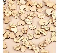 Greenlans Rustic Wooden 100pcs Wood Love Heart Stars Wedding Table Scatter Decoration Crafts