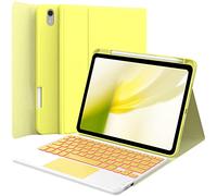 GreenLaw Keyboard Case for iPad 11th Generation(A16,2025) / 10th Generation(2022), Stain-Resistant Cover, 7 Color Backlit, Detachable Keyboard Case with Touchpad and Pencil Holder, Fluorescent Yellow