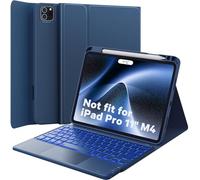GreenLaw Keyboard Case for iPad Air 11-inch (M3/M2) 2025/2024 & Air 4th/5th Gen & iPad Pro 11 inch (1st/2nd/3rd/4th Gen), Smart Touchpad, 7-Color Backlit, Stain Resistant Cover, Navy Blue