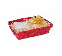 greenleaves Red Wicker Gift Hamper Basket Kit with Beige Shredded Paper