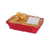 greenleaves Red Wicker Gift Hamper Basket Kit with Kraft Shredded Paper