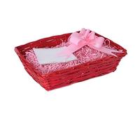 greenleaves Red Wicker Gift Hamper Basket Kit with Pink Shredded Paper