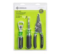 Greenlee, 0159-LBFB, 3-Piece Electrician Tool Kit with Stainless Steel Wire Stripper/Cutter/Crimper, 11-in-1 Multi-Bit Screwdriver and Bonus Stainless Steel Bottle Opener