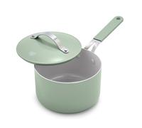 GreenLife 2 Quart Nonstick Saucepan with Lid, Lightweight Healthy PFAS-Free Milk Pan, Dishwasher & Oven Safe Soup Pan, Durable Body, Silicone Stay-Cool Handle, Easy Release Chef’s Pan, Sage Green
