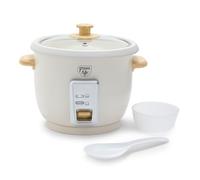 GreenLife 6-Cup Rice Cooker Steamer, PFAS Free Removable Ceramic Nonstick Pot, Auto Presets, Wood Print Handle, Keep Warm Function, One Touch Design, Dishwasher Safe, Measuring Cup, Rice Paddle, Cream