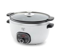 GreenLife 6 Quart Ceramic Slow Cooker, PFAS-Free, Programmable, Removable Healthy Nonstick Pot for large families, Sear on Stovetop, Keep Warm, Digital Timer, Dishwasher Safe Glass Lid & Crock, White