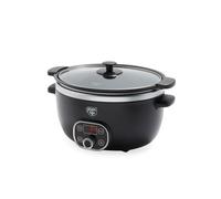 GreenLife 6 Quart Ceramic Slow Cooker, PFAS-Free, Programmable, Removable Healthy Nonstick Pot for large families, Sear on Stovetop, Keep Warm, Digital Timer, Dishwasher Safe Glass Lid & Crock, Black