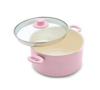 GreenLife 6QT Ceramic Nonstick Stockpot with Glass Straining Lid, PFAS & PFOA-Free, Dishwasher Safe, Stay-Cool Handles, Oven Safe to 350°F, Wobble-Free Base, Even Heating, Pink