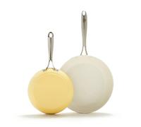 GreenLife Artisan Healthy Ceramic Nonstick, 8" and 10" Frying Pan Skillet Set, Stainless Steel Handle, PFAS-Free, Dishwasher Safe, Oven Safe, Yellow