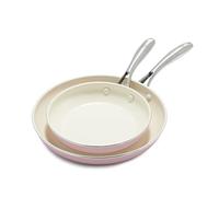 GreenLife Artizan Healthy Ceramic Non-Stick 20 cm and 26 cm Frying Pan Skillet Set, Stainless Steel Handle, PFAS-Free, Induction, Oven Safe, Pink