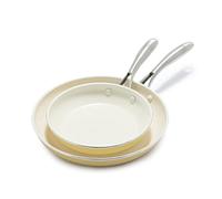 GreenLife Artizan Healthy Ceramic Non-Stick 20 cm and 26 cm Frying Pan Skillet Set, Stainless Steel Handle, PFAS-Free, Induction, Oven Safe, Yellow