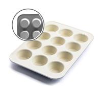 GreenLife Bakeware Healthy Ceramic Nonstick, 12 Cup Muffin and Cupcake Baking Pan, PFAS-Free, Gray, CC008016-001