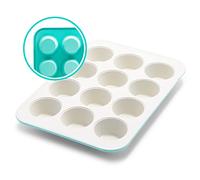 GreenLife Bakeware Healthy Ceramic Nonstick, 12 Cup Muffin and Cupcake Baking Pan, PFAS-Free, Oven Safe up to 230°C, Turquoise