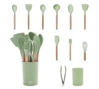 GreenLife CC009485-001 11pc 11 pc Crock Set, Silicone, Wooden Handle, Sage