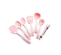 GreenLife Cooking Tools and Utensils, 7 Piece Nylon Set Including Spatulas Turner Spoons and Tongs, Heat Resistant Spatula and Spoons, BPA-Free, Pink