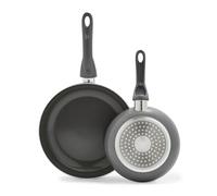 GreenLife Essentials 8" & 10" Frying Pan Skillet Set, PFAS-Free Ceramic Nonstick, Induction Ready Cookware, Dishwasher Safe, Charcoal Gray