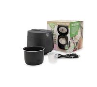 GreenLife Healthy Ceramic Nonstick 4-Cup Rice Oats and Grains Cooker, PFAS-Free, Dishwasher Safe Parts, Black