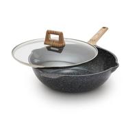 GreenLife Nonstick 12” (5QT) All in One Deep Skillet Wok with Lid, PFAS-Free Non-Toxic Ceramic Multi-Purpose Pan, Induction, All Stovetop, Egg, Stir Fry, Saute, Stay Cool Handle, Granite Black