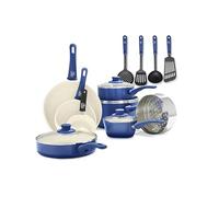 GreenLife Soft Grip Healthy Ceramic Nonstick 7" and 10" Frying Pan Set, PFAS & PFOA-Free, Dishwasher Safe, Egg Omelet Skillet, Cookware for Easy Cooking, Non-Stick Kitchen Essentials, Blue