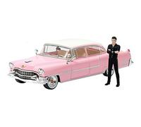 Greenlight 1:43 Pink 1955 Cadillac Fleetwood Series 60 with Elvis Presley Figurine 1/43 Diecast Model Car 86436