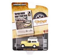 Greenlight 1970 Jeepster Commando w/Roof Rack Yellow with White Top Throw Away Your Road Map Vintage Ad Cars 1/64 Diecast Model Car 39090 D
