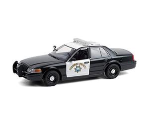 Greenlight 2008 Ford Crown Victoria Police Interceptor Black and White CHP California Highway Patrol Hot Pursuit Series 1/24 Diecast Model Car