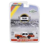 Greenlight 30026 Ford LTD Crown Victoria Wagon with Luggage Rack Tijuana Centro, Mexico Taxi Brown and White Hobby Exclusive 1/64 Diecast Car