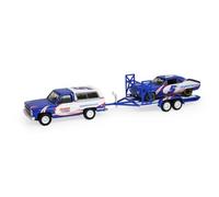 Greenlight Collectibles 1:64 Racing Hitch & Tow Series 6-1986 Chevy K5 Blazer Silverado and 1969 Camaro - Hendrick Motorsports - Kyle Larson #5 First Win Tribute on Tandem Car Trailer 31190-C