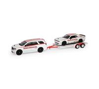 Greenlight Collectibles 1:64 Racing Hitch & Tow Series 6-2018 Dodge Durango and 2016 Dodge Challenger SRT/Hellcat with Flatbed Trailer 31190-B