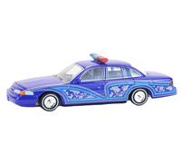 Greenlight Collectibles California Lowriders Collectibles 63080-F 1:64 Scale California Lowriders Series 7-1992 Crown Victoria Lowrider - Blue with Lightbar
