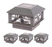 GreenLighting Modern Solar Post Cap Lights Fits 4x4 Wood, 4x4 & 5x5 PCV/Vinyl Outdoor Solar Powered Light, Fence Post, Landscaping, Deck, Garden- Bright LED, Waterproof Gray 4 Pack
