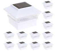 GreenLighting Standard Solar Post Cap Lights Fits 4x4 Wood, 4x4 & 5x5 PCV/Vinyl Outdoor Solar Powered Post Cap Light, Fence Post, Landscaping, Deck, Garden- Bright LED, Waterproof White 12 Pack