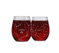 Greenline Goods Libra Stemless Wine Glasses | Zodiac Libra Set | Hand Etched 15 oz (Set of 2) - Astrology Sign Glassware