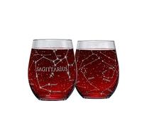 Greenline Goods Sagittarius Stemless Wine Glasses | Zodiac Sagittarius Set | Hand Etched 15 oz (Set of 2) - Astrology Sign Glassware