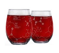 Greenline Goods Stemless Wine Glasses - 15 oz Set Science of Wine Tumblers (Set of 2) Etched with Wine Chemistry Molecules