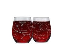 Greenline Goods Taurus Stemless Wine Glasses | Zodiac Taurus Set | Hand Etched 15 oz (Set of 2) - Astrology Sign Glassware