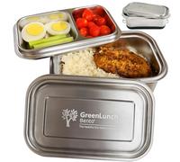 GreenLunch Bento Stainless Steel Bento Box, BPA-Free Lunch box with Snack Pods & Crack-Resistant Lunch box Containers for Adults & Kids with snap locks - Perfect for School and Office