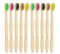 GreenMingle 10 Pack Bamboo Toothbrushes Medium Bristles - Family 10 Toothbrush Eco Friendly Biodegradable Organic Premium Wooden Toothbrush