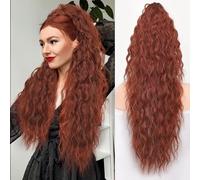 Greenmirr Ponytail Extensions Claw Clip 30 Inch Curly Pony Tail Clip-In Hair Extensions for Women Fluffy Synthetic Hairpiece for Daily Wear (Ginger Copper Red)