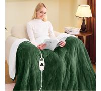 greenoak Heated Blanket Electric Full 72"X84", Heating Blankets with 10 Heat Levels 8 Hours Auto-Off, Soft Flannel Sherpa Fluffy House Warming Gifts for Grandma Seniors Momt, Jade Green