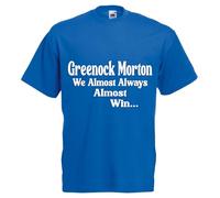 Greenock Morton Scottish Scotland Football Tshirt Almost Always Win Team Husband Mens Present Gift Shirt Premium Soccer League Club Blue