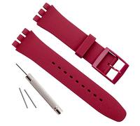 GreenOlive OliBoPo Replacement Waterproof Silicone Rubber Watch Strap Watch Band for Swatch (17mm 19mm 20mm) (17mm, Dark Red)