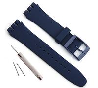 GREENOLIVE Replacement Waterproof Silicone Rubber Watch Strap Watch Band for Swatch (17mm 19mm 20mm) (17mm, Navy Blue)