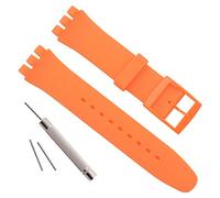 GreenOlive Replacement Waterproof Silicone Rubber Watch Strap Watch Band for Swatch (17mm 19mm 20mm) (17mm, Orange)