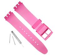 GREENOLIVE Silicone Rubber Watch Strap/Watch Band Replacement for Swatch (17mm 19mm 20mm) (17mm, Lucency Rose)