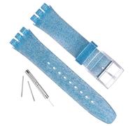GREENOLIVE Silicone Rubber Watch Strap/Watch Band Replacement for Swatch (17mm 19mm 20mm) (17mm, Sparkle Blue)