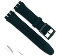 GREENOLIVE Silicone Rubber Watch Strap/Watch Band Replacement for Swatch (17mm 19mm 20mm) (Ink Black, 17mm)